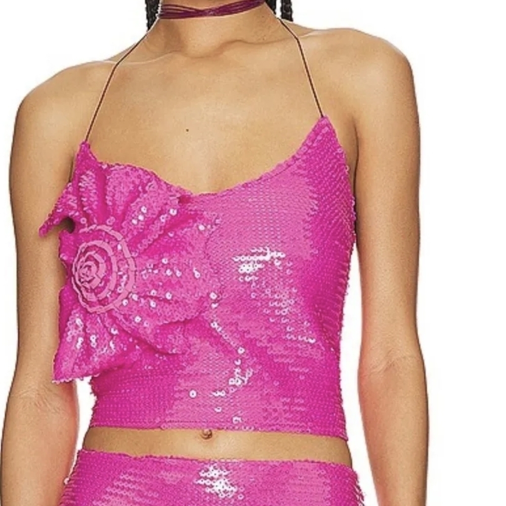 Miscreants x Revolve Harper Sequin Cami Tank With Shell Pink 4 - Picture 3 of 4
